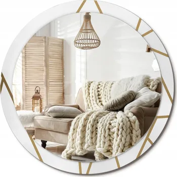 Zrcadlo Nástěnné zrcadlo zdobené grafikou na skle - Lineární kompozice, velké, průměr 100 cm