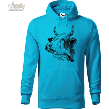 Dámská mikina Mikina - kráva Jitka Barva: Modrá - tyrkysová (44), Velikost: 3XL, Střih: Pánské