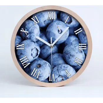 Hodiny Nástěnné hodiny dřevěné římské, bobule, průměr 30 cm