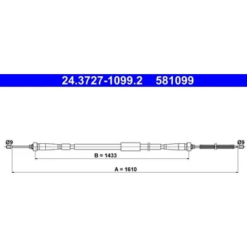 Lanko parkovací brzdy Tažné lanko, parkovací brzda ATE 24.3727-1099.2