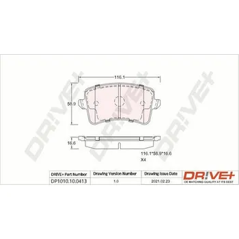 Brzdová destička Sada brzdových destiček, kotoučová brzda Dr!ve+ DP1010.10.0413