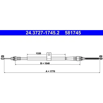 Lanko parkovací brzdy Tažné lanko, parkovací brzda ATE 24.3727-1745.2