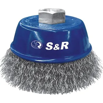 Drátěný kartáč Kotoučový drátěný kartáč kuželový 80 mm nerezový vlnitý drát S&R