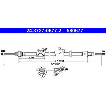 Lanko parkovací brzdy Tažné lanko, parkovací brzda ATE 24.3727-0677.2