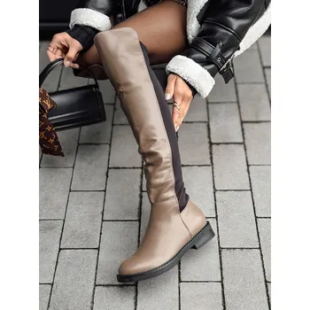 Dámské kozačky Dámské boty DSTREET LONGDIT BÉŽOVÁ 37