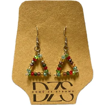 Náušnice Barevná harmonie - trojúhelníkové korálkové náušnice