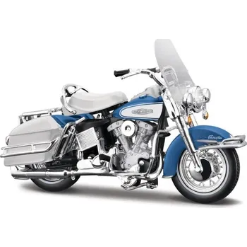autíčko Maisto - HD - Motocykl - 1966 FLH Electra Glide, modro-bílá, série 44, 1:18