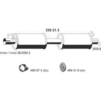 Tlumič výfuku Střední tlumič výfuku ERNST 330213