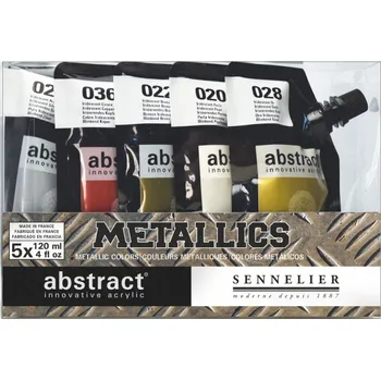 Speciální výtvarná barva Sada akrylů Sennelier Abstract, metalické odstíny 5 x 120ml