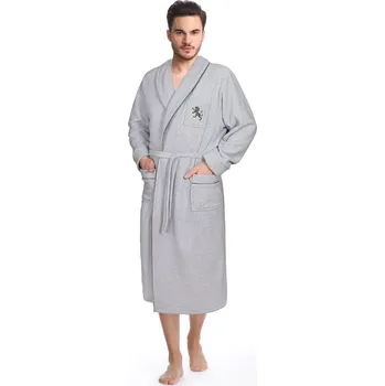 Pánský župan Mužský Luxusní Froté Župan s Kontrastním Límcem, mélange XL i170_FR-118 MELANZ - XL