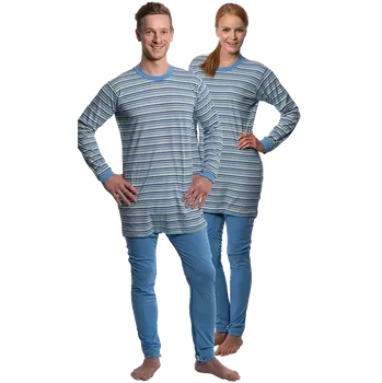 Zdravotnický oděv 2-dílný overal se zipy v rozkroku i zádech [4.708] - 039 - blankytně modrá s proužky / L / dl. rukáv