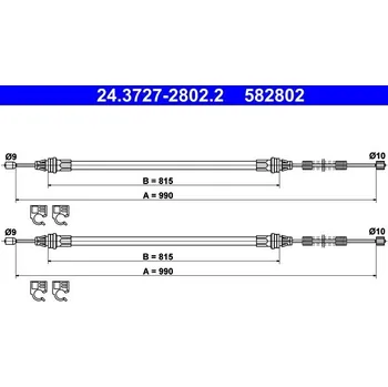 Lanko parkovací brzdy Tažné lanko, parkovací brzda ATE 24.3727-2802.2