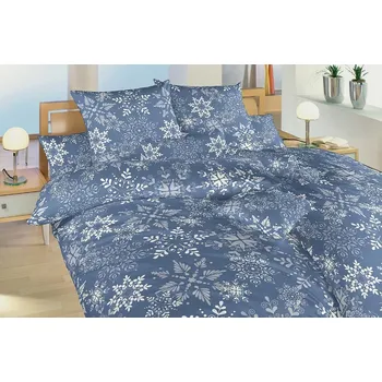 Povlečení Krepové povlečení - Snowflakes šedomodré - na zip