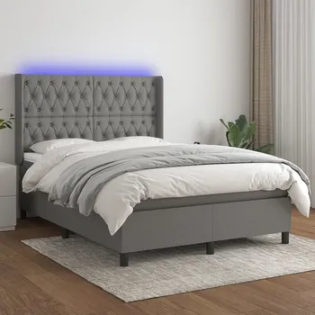 Postel vidaXL Box spring postel s matrací a LED 140x200 cm textil [3138560] Barva: Tmavě šedá