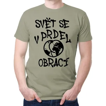 Pánské tričko Tričko Svět se obrací - Barva Khaki