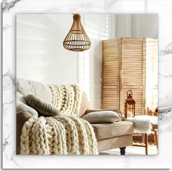 Zrcadlo Zrcadlo s potiskem nástěnné dekorativní svislé vodorovné Bílý mramorový vzor 60x60 cm