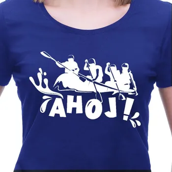 Dámské tričko Vodácké tričko Ahoj! dámské - Barva Modrá