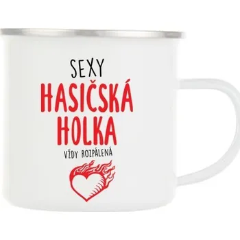 Plechový hrnek Hasičská holka