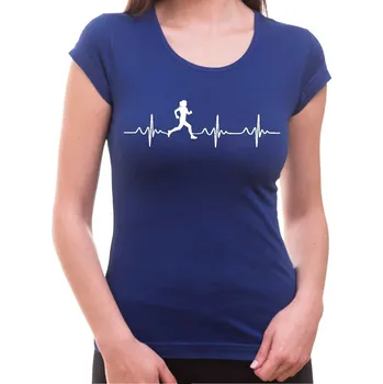 Dámské tričko Tričko EKG Běh dámské - Barva Modrá