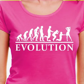 Dámské tričko Tričko Evoluce Svatba dámské - Barva Růžová