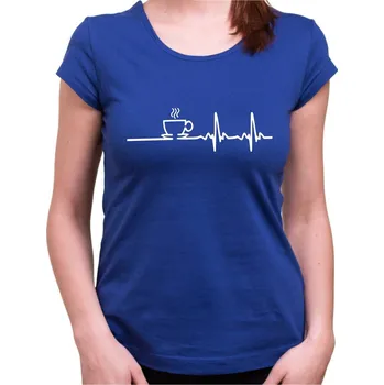 Dámské tričko Tričko EKG Káva dámské - Barva Modrá