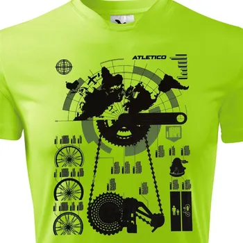 Pánské oblečení Funkční tričko Cyklo svět - velikost XXXL, Barva Neonově zelená