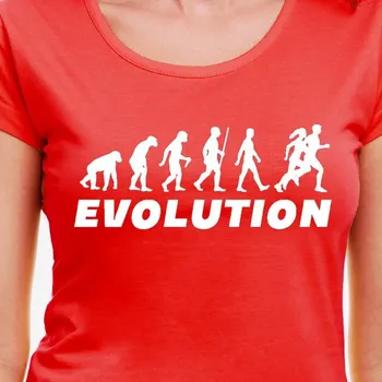 Dámské tričko Tričko Evoluce Běh dámské - Barva Červená