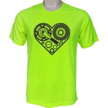 Pánské tričko Funkční cyklo tričko Srdce cyklisty - velikost M, Barva Neonově oranžová