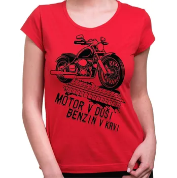 Motorkářské tričko Motor v duši dámské - Barva Červená