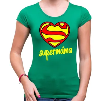 Tričko Super máma - Barva Zelená