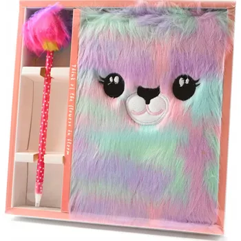 Zápisník PLYŠOVÝ DENÍK S CHLUPATÝM PEREM, ZÁPISNÍK NOTES S CHLUPATÝM POVRCHEM