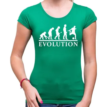 Dámské tričko Tričko Evoluce Fotbalista dámské - Barva Zelená