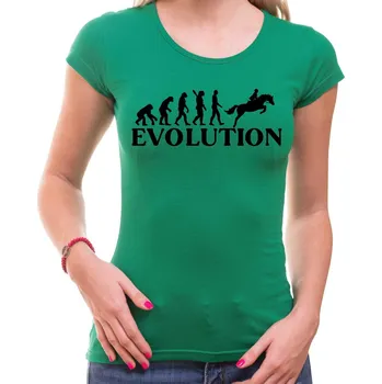 Tričko Evoluce Kůň dámské - Barva Zelená