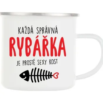 Plechový hrnek Správná rybářka