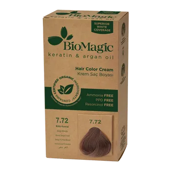 Barva na vlasy Béžová blond barva na vlasy (7.72) 250 g - Biomagic