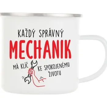 Plechový hrnek Správný mechanik