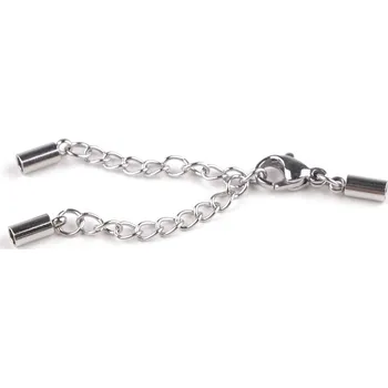 Karabinka s prodlužovacím řetízkem a koncovkami z nerezové oceli, Balení 1 ks, Varianta platina
