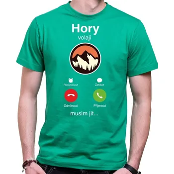 Pánské tričko Tričko Hory volají - telefon - Barva Zelená