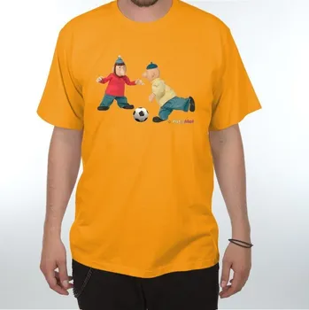 Pánské tričko Tričko Pat a Mat hrají fotbal - velikost S, Barva Oranžová