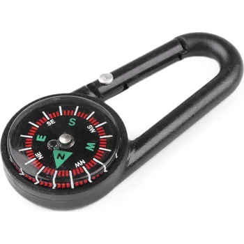 Plastová karabina s kompasem, Balení 10 ks, Varianta černá