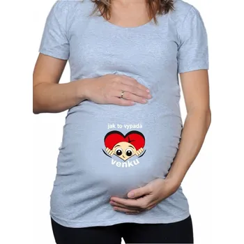 Dámské tričko Těhotenské tričko Ja to vypadá venku - Barva Šedá melír