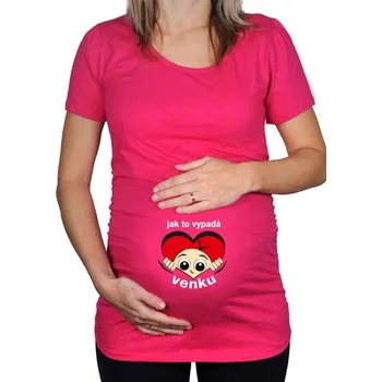 Dámské tričko Těhotenské tričko Ja to vypadá venku - Barva Růžová