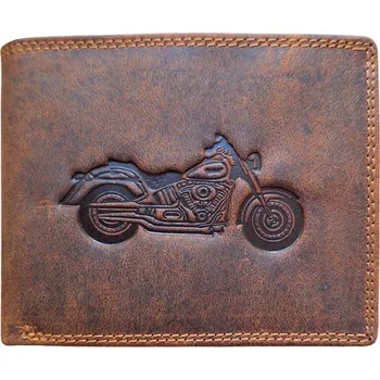 Peněženka Fansport Kožená peněženka Motorka Hnědá