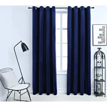 vidaXL Zatemňovací závěsy s kroužky 2 ks samet 140 x 175 cm [134528] Barva: Tmavě moddrá