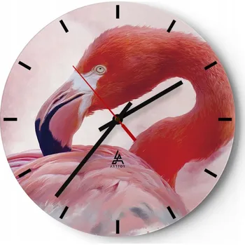 Hodiny Nástěnné hodiny do kuchyně 30x30 Plameňák Skleněné hodiny do obýváku Loft Tiché