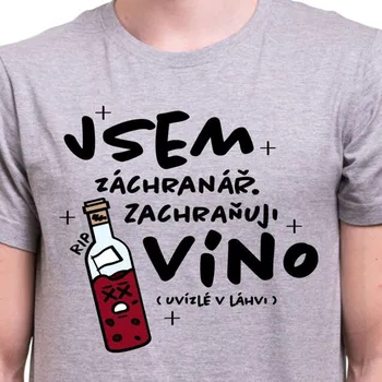 Pánské tričko Tričko Víno Záchranář