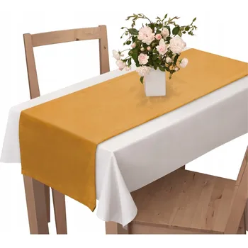 ubrus BĚHOUN NA STŮL 40X130 VELUROVÝ UBRUS HOŘČICOVÝ