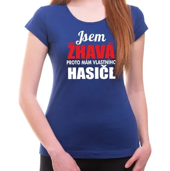 Dámské tričko Tričko Mám hasiče, dámské - Barva Modrá