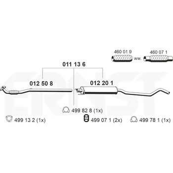 Tlumič výfuku Střední tlumič výfuku ERNST 011136