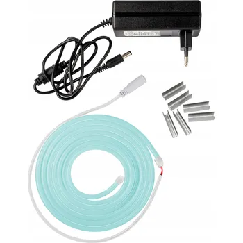 LED páska NEON LED FLEX voděodolný flexibilní set s napájecím zdrojem ledově modrá 3m